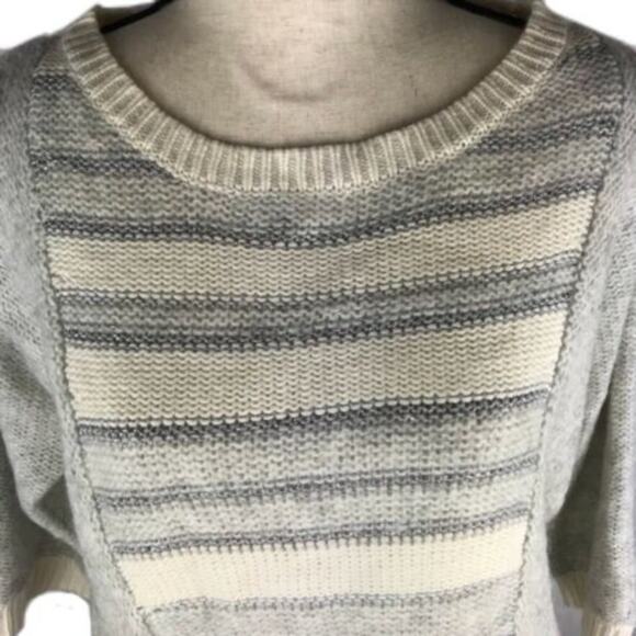 Ann Taylor LOFT Cream Silver Metallic Stripe 3/4 Sleeve Sweater Women’s Size Sm - Picture 5 of 8